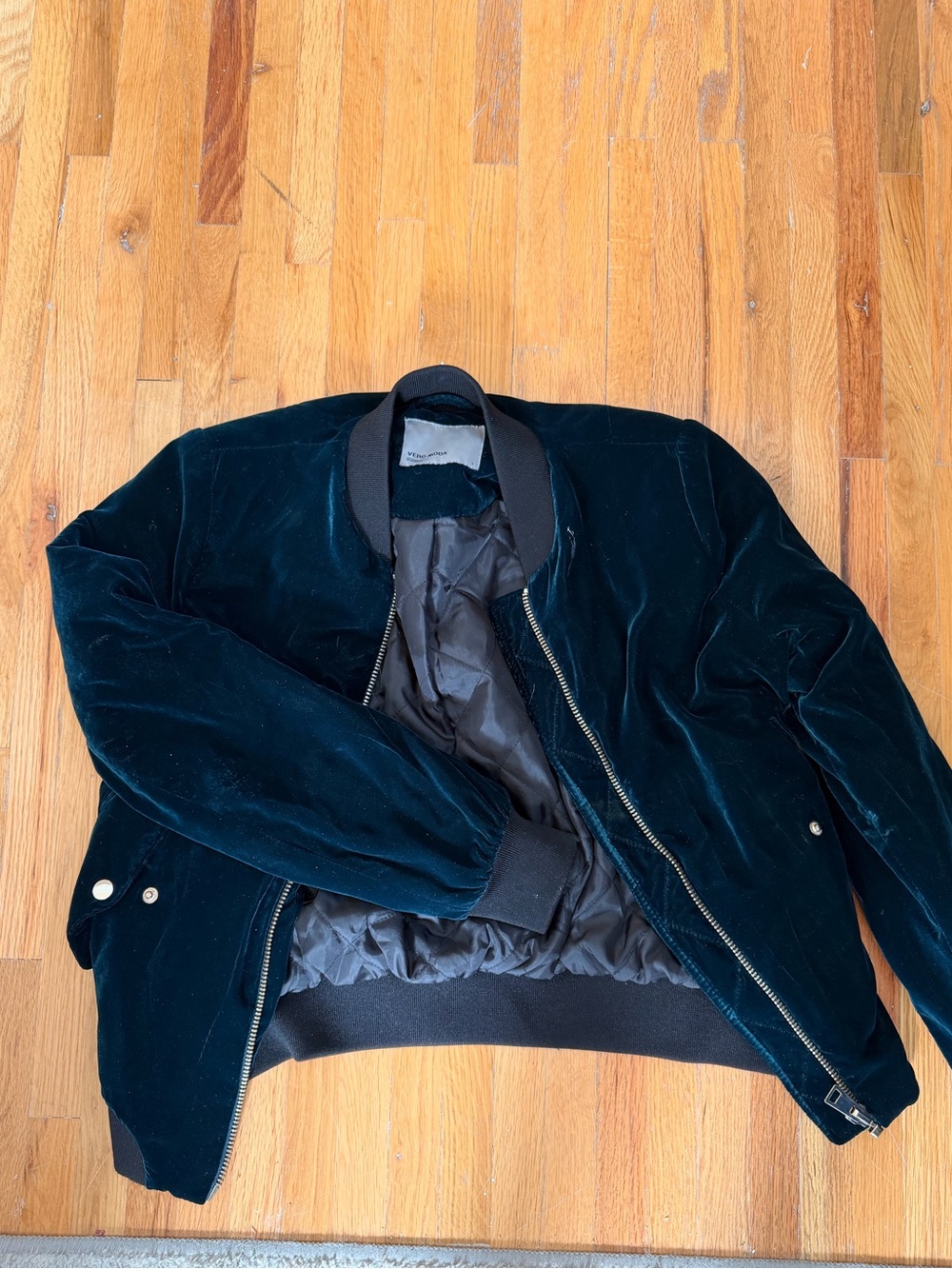 Vero Moda Velvet Bomber Jacket in Deep Teal
